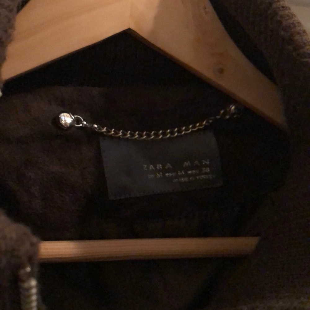 Zara brown suede leather bomber jacket - Picture 2 of 7